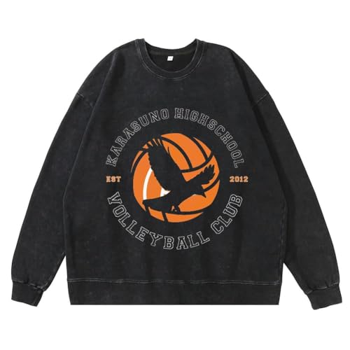 QJIRZB Haikyuu Anime bedruckter Pullover Tobio Kageyama Hinata Shoyo Herren Herbst Lose Langarm Jacke für Old Fashion Style (Typ 3, 3XL) von QJIRZB