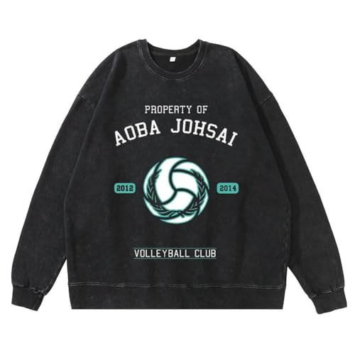 QJIRZB Haikyuu Anime bedruckter Pullover Tobio Kageyama Hinata Shoyo Herren Herbst Lose Langarm Jacke für Old Fashion Style (Typ 4, 3XL) von QJIRZB