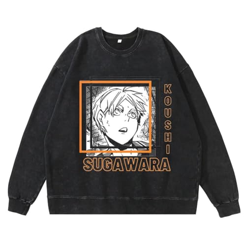 QJIRZB Haikyuu Anime bedruckter Pullover Tobio Kageyama Hinata Shoyo Herren Herbst Lose Langarm Jacke für Old Fashion Style (Typ 8, 3XL) von QJIRZB