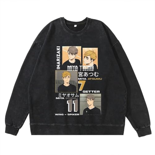 QJIRZB Haikyuu Anime bedruckter Pullover Tobio Kageyama Hinata Shoyo Herren Herbst Lose Langarm Jacke für Old Fashion Style (Typ 9, 3XL) von QJIRZB