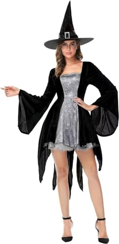 QJIRZB Hexenkostüm für Damen und Erwachsene, böses Piratenkleid, Freibeuter, lustiges Cosplay-Party (Silber, M) von QJIRZB