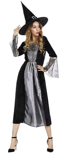 QJIRZB Hexenkostüm für Damen und Erwachsene, böses Piratenkleid, Freibeuter, lustiges Cosplay-Party (Silber, S) von QJIRZB