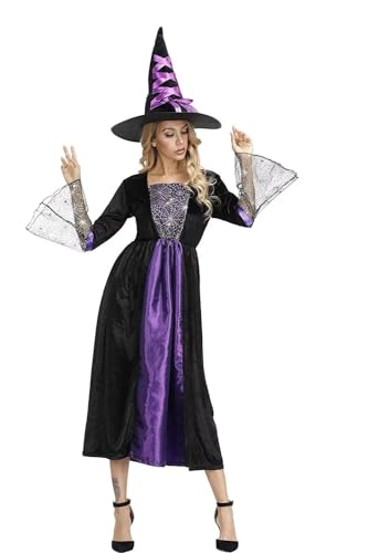 QJIRZB Hexenkostüm für Damen und Erwachsene, böses Piratenkleid, Freibeuter, lustiges Cosplay-Party (lila, M) von QJIRZB