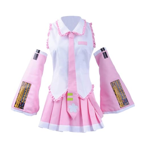 QJIRZB Miku Cosplay-Kostüm, Anime, Cosplay, Schuluniform, Outfit, Anzug, komplettes Set, Halloween, für Damen und Mädchen (Rosa, Größe 3XL) von QJIRZB