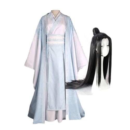 QJIRZB Mo Dao Zu Shi Cosplay-Kostüm, komplettes Set, Wei Wuxian/Lan Wangji, Halloween-Outfits, Dämonischer Anbau, Anime, Cosplay, Antikes Kostüm, Hanfu mit Perücke (Lan Wangji, L) von QJIRZB