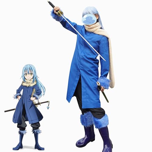 QJIRZB That Time I Got Reincarnated As A Slime Cosplay Kostüm Rimuru Tempest Outfit Tensei Shitara Suraimu Datta Ken Kostüm Halloween Party Anime Ausstellung (Blau, XL) von QJIRZB