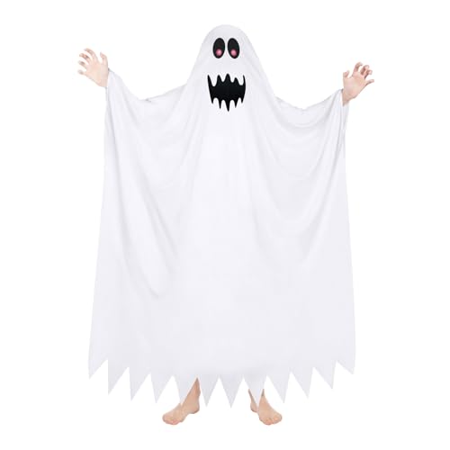 Halloween Kostüm Kinder Geist Kostüm: Jungen Horror Geister Umhang Geist Geister umhang für Halloween Süßes oder Saures, Gespenst Faschingskostüme Geisterkostüm für Fasching Cosplay (L(Länge 120 cm)) von QJWDB