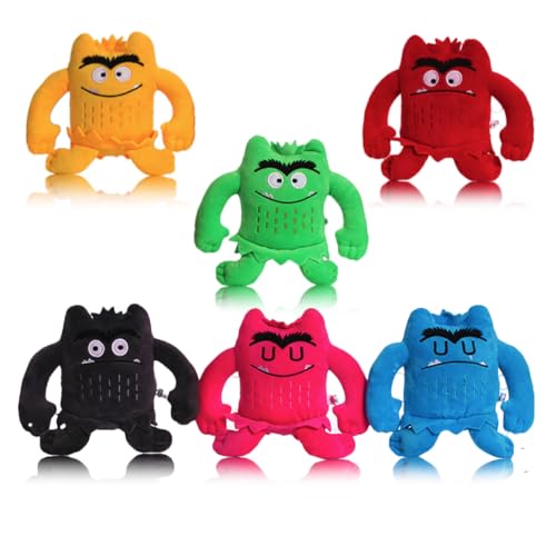 QJXWGPRQ Weiches buntes Monster Plüschtier, My Emotional Little Monster Cartoon Doll, 5,9 Zoll Emotional Monster Plüschpuppe Puzzle Spielzeug (6er Set) von QJXWGPRQ