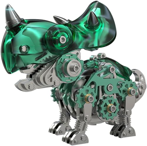 3D Metall Modellbausatz für Erwachsene - 3D Metall Puzzle DIY Mini Dinosaurier Modell, 3D Laserschnitt Modell Steampunk Sammelbares Spielzeug-Deko Triceratops,B von QKBMFK