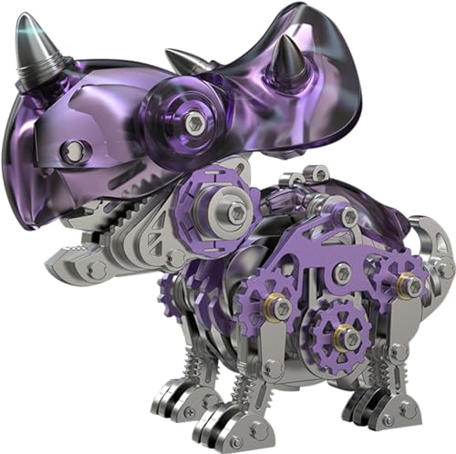 3D Metall Modellbausatz für Erwachsene - 3D Metall Puzzle DIY Mini Dinosaurier Modell, 3D Laserschnitt Modell Steampunk Sammelbares Spielzeug-Deko Triceratops,D von QKBMFK