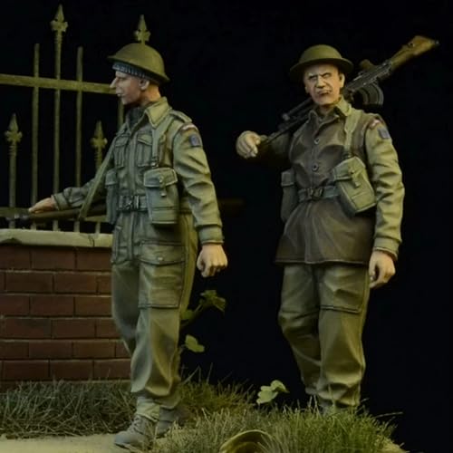 QLKFTRVNH 1/35 WWII Britischer Soldat Resin Modellbausatz Unbemalter und unmontierter Soldat Resin Modellbausatz (2 Figuren, Keine Kulisse) // F5v3f1 von QLKFTRVNH