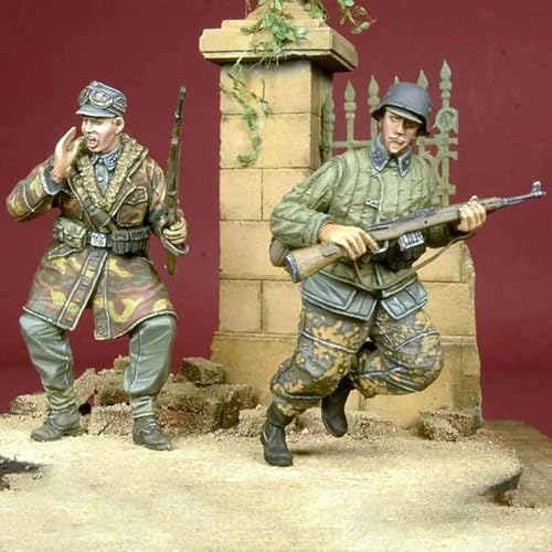 QLKFTRVNH 1/35 WWII Deutscher Soldat Resin Modellbausatz Unbemalter und unmontierter Soldat Resin Modellbausatz (2 Figuren, Keine Kulissen) // F5v4f1 von QLKFTRVNH