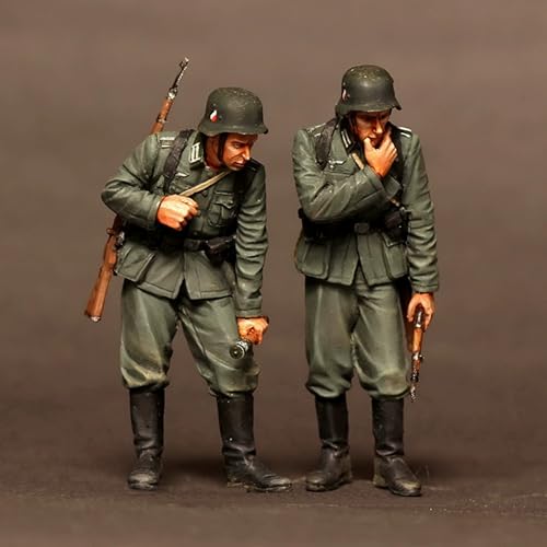 QLKFTRVNH 1/35 WWII German Soldier Resin Soldier Model Kit Unbemalt und unmontiert Figur Resin Model Kit (2-Personen) //U8w7Z4 von QLKFTRVNH