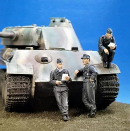 QLKFTRVNH 1/35 WWII German Tank Soldier Resin Model Kit Unbemalt und unmontiert Soldier Resin Model Kit (3 Figuren, Keine Panzer) //I8G3O2 von QLKFTRVNH