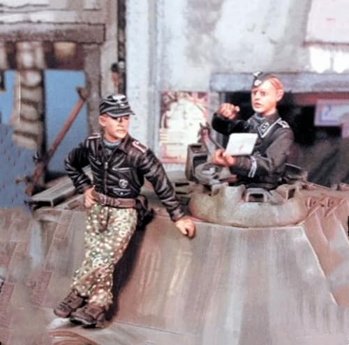 QLKFTRVNH 1/35 WWII German Tank Soldier Resin Soldier Model Kit Unbemaltes und unmontiertes Resin Modell (2 Figuren, ohne Panzer) //g8F5S1 von QLKFTRVNH