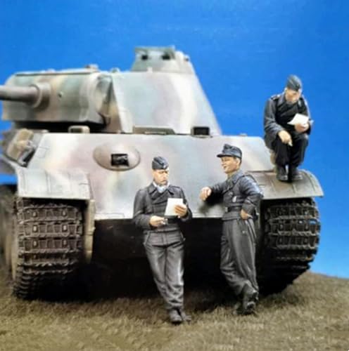 QLKFTRVNH 1/35 WWII German Tank Soldier Resin Soldier Model Kit Unbemaltes und unmontiertes Resin Modell (3 Figuren, ohne Panzer) //g8F4S1 von QLKFTRVNH