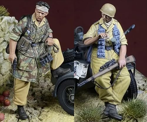 QLKFTRVNH 1/35 WWII Soldat Resin Modellbausatz Unbemalter und unmontierter Soldat Resin Modellbausatz (2 Figuren, kein Fahrzeug) // F3v7f5 von QLKFTRVNH