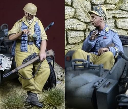 QLKFTRVNH 1/35 WWII Soldier Resin Soldier Model Kit Unbemaltes und unmontiertes Resin Modell (2 Personen, kein Fahrzeug) //g6F5S3 von QLKFTRVNH