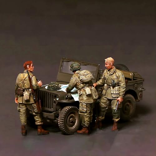 QLKFTRVNH 1/35 WWII US Soldier Resin Model Kit Unbemaltes und unmontiertes Soldier Resin Model Kit (3 Männer, Keine Fahrzeuge) //I7G4O1 von QLKFTRVNH