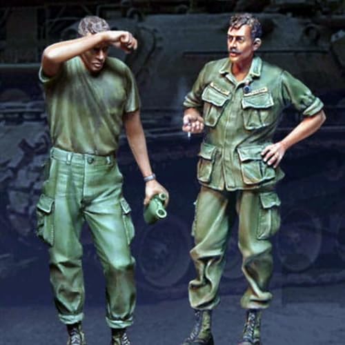 QLKFTRVNH 1/35 WWII US Soldier Resin Soldier Model Kit Unbemalt und unmontiert Figur Resin Model Kit (2-Personen) //U4w6Z2 von QLKFTRVNH