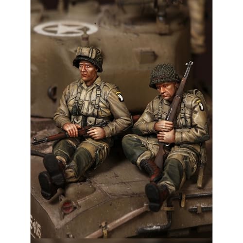 QLKFTRVNH 1/35 WWII US Tank Soldier Resin Model Kit Unbemalt und unmontiert Soldier Resin Model Kit (2 Figuren, Keine Panzer) // F5v9f2 von QLKFTRVNH