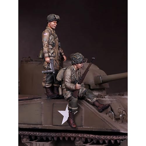 QLKFTRVNH 1/35 WWII US Tank Soldier Resin Model Kit Unbemalt und unmontiert Soldier Resin Model Kit (2 Figuren, Keine Panzer) //I7G8O1 von QLKFTRVNH