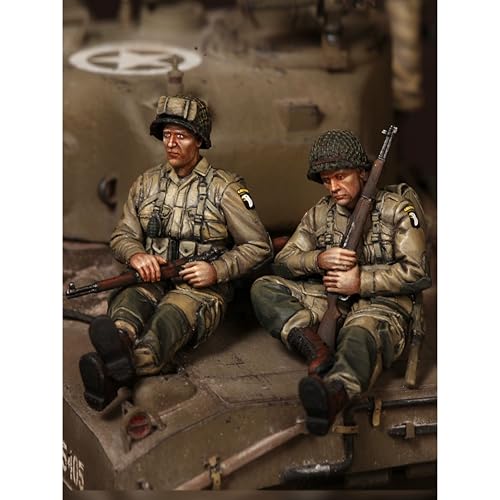 QLKFTRVNH 1/35 WWII US Tank Soldier Resin Soldier Model Kit Unbemalte und unmontierte Figur Resinmodellbausatz (2 Figuren, Keine Panzer) //U7w8Z2 von QLKFTRVNH