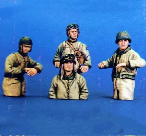 QLKFTRVNH 1/35 WWII US Tank Soldier Resin Soldier Modellbausatz Unbemaltes und unmontiertes Resinmodell (4 Mann, ohne Panzer) //g7F9S2 von QLKFTRVNH