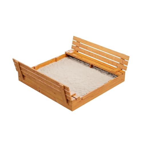 QLS Sandkasten aus Holz mit Sitzbank Abdeckung Imprägniert Kinder Sandbox 150 cm QLS Sandkasten aus Holz mit Sitzbank Abdeckung Imprägniert Kinder Sandbox 150 cm von QLS