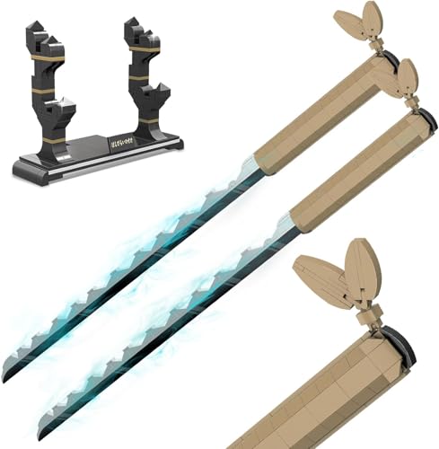 QLT QIAOLETONG Demon Animes Slayers Cosplay Hashibira Inosuke Schwert Katana,Klemmbausteine Bausteinen deko Geschenk für Erwachsene und Jungen ab 6-16 mit Scheide Halterung(Schwert 838 pcs) von QLT QIAOLETONG