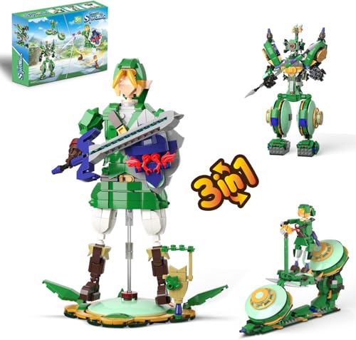 QLT 3 in 1 Link Figures Baustein Set,BOTW Link’s Schwert Klemmbausteine Zelda,Geschenk für Erwachsene und Jungen ab 6-16+(850PCS) von QLT QIAOLETONG