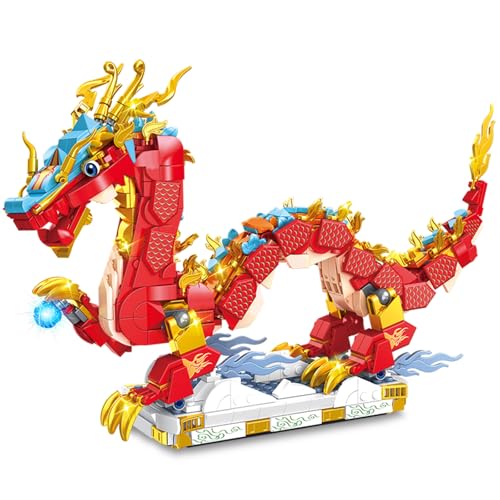 QLT Chinesischer Drachen Spielzeug Klemmbausteine Baustein für Erwachsene, Drachen Tieren, Tiere deko bausteine Geschenk,Spielzeug für Jungen und Mädchen 6+ Jahren (767 PCS) von QLT QIAOLETONG