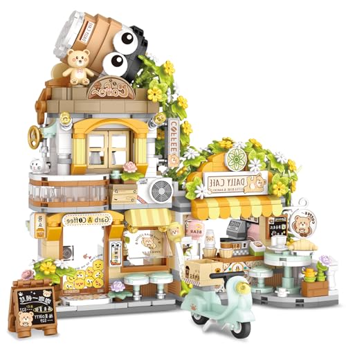 QLT QIAOLETONG City Coffee Shop Bausteine?1077 PCS Mini Klemmbausteine Baukasten, MOC Konstruktionsspielzeug Geschenke für Mädchen und Jungen 6-12 Jahre (Nicht Kompatibel Mit Gängigen Marken) von QLT QIAOLETONG