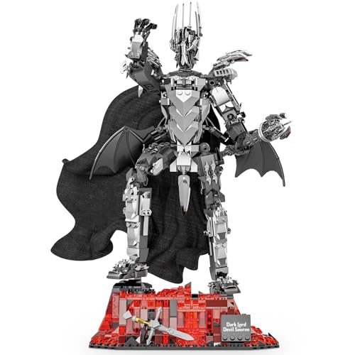 QLT Ideas Magic Rings Dark Lord Sauron Mech Klemmbausteine Baustein?Dämon Sauron Modell mit Leichter Magma-Basis, Sammlungsgeschenk für Erwachsene Jungen Mädchen Filmfans 8-12 (879 PCS) von QLT QIAOLETONG