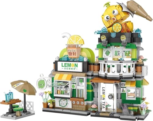 QLT Japan Lemon Tea Haus Mini Bausteine, MOC Creative Japanisch Toys Friends mädchen 6-12 Model Set, 796 PCS Klemmbausteine Haus Toy Gift von QLT QIAOLETONG