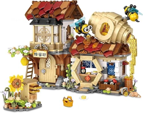 Japan Straßenansicht Honig werk statt Mini Bausteine, MOC Creative STEM Japanisch Toys friends mädchen 6-12 Model Set, 1242 PCS Klemmbausteine Haus Toy Gift (Nicht Kompatibel Mit Gängigen Marken) von QLT QIAOLETONG