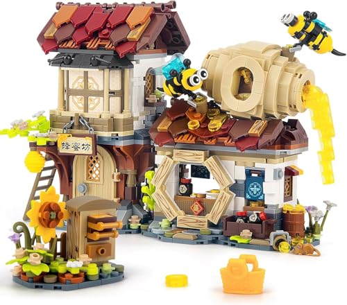 Japan Straßenansicht Honig werk statt Mini Bausteine, MOC Creative STEM Japanisch Toys friends mädchen 6-12 Model Set, 1242 PCS Klemmbausteine Haus Toy Gift (Nicht Kompatibel Mit Gängigen Marken) von QLT QIAOLETONG