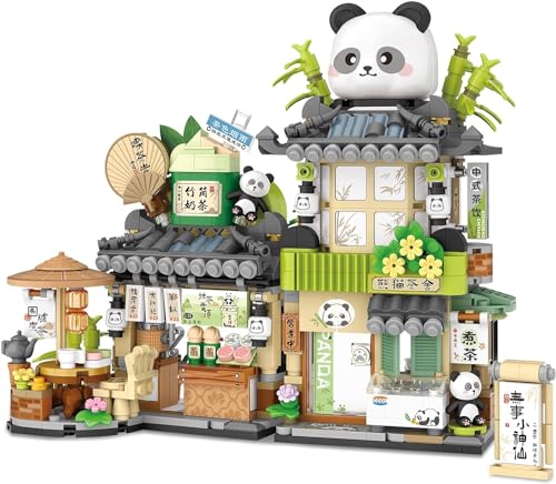 QLT Panda Haus Mini Bausteine, MOC Creative China Toys Friends mädchen 6-12 Model Set, 860 PCS Klemmbausteine Haus Toy Gift (Nicht Kompatibel Mit Lego China Panda Haus) von QLT QIAOLETONG