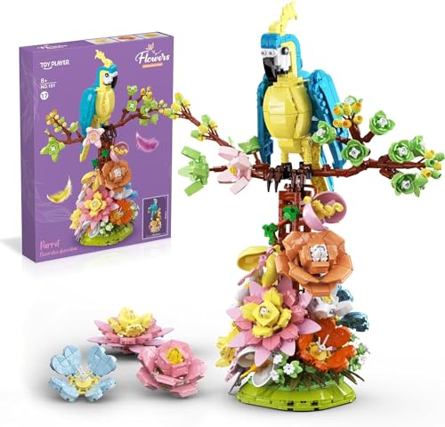 QLT Flowers Blumen Und Papagei Spielzeug Klemmbausteine Baustein，Kompatibel Mit Generische Marke Blumen deko Geschenk für Erwachsene und Mädchen ab 8-16+ ideas Exotischer tiere Creator Bonsai 1162PCS. von QLT QIAOLETONG