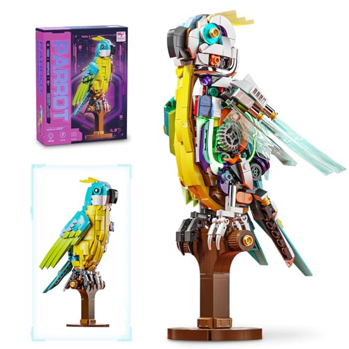 QLT QIAOLETONG Papagei Spielzeug Klemmbausteine Baustein mit Licht, Tiere,Kreative exotische Tiere Bausteine für Jungen und Mädchen im Alter von 8-16+ Jahren(688PCS) von QLT QIAOLETONG