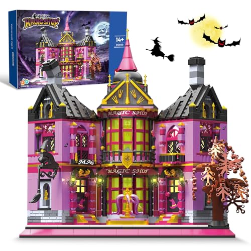 QLT Mini Halloween Zauberladen Stadtminiatur Klemmbausteine Bausteine, Geschenk für Jungen und Mädchen im Alter von 8-16+ Jahren (1366 PSC) von QLT QIAOLETONG