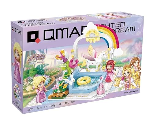 QMAN® 32019 - Einhorn-Pool - Kreatives Bauset für Kinder ab 6 Jahren, Fantasievolles Design, Kompatibel mit Anderen Marken von QMAN