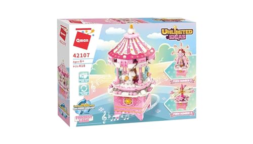 QMAN® 42107-3-in-1 Fantasiewelt Bauset für Mädchen, Kreatives Konstruktionsspielzeug, Kompatibel mit Anderen Marken von QMAN