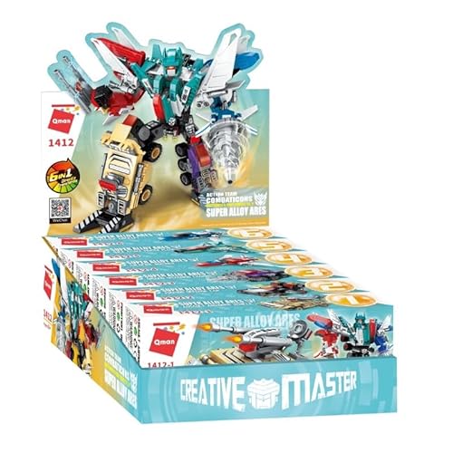 QMAN 1412-6-in-1 Kreatives Roboter-Baustein-Set für Jungen, 498 Teile, STEM-Spielzeug für Kinder ab 6 Jahren von QMAN