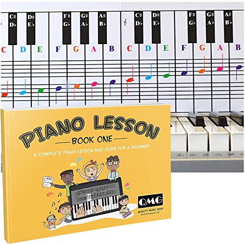 QMG Klavier- und Tastaturnotendiagramm und komplettes Farbnotizen, Klaviermusikunterricht und Leitfaden für Kinder und Anfänger von QMG