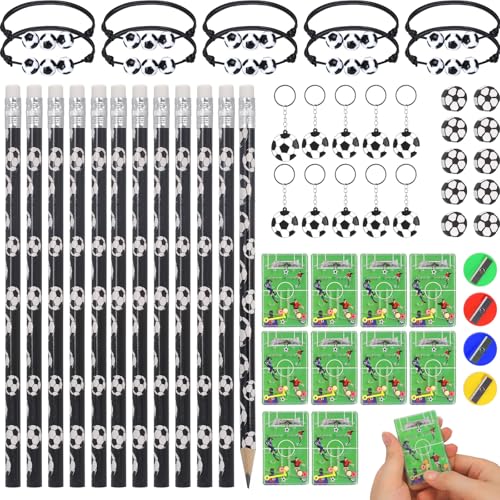 QMLING 56 Stück Fußball Mitgebsel, Mitgebsel Kindergeburtstag Fussball, 10 Fußball Flipper 10 Armbänder 12 Bleistifte 10 Radiergummi 10 Schlüsselanhänger 4 Bleistiftspitzer Jungen Mädchen QMLING 56 Stück Fußball Mitgebsel, Mitgebsel Kindergeburtstag Fussball, 10 Fußball Flipper 10 Armbänder 12 Bleistifte 10 Radiergummi 10 Schlüsselanhänger 4 Bleistiftspitzer Jungen Mädchen von QMLING