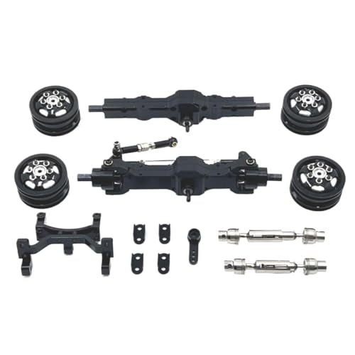 QMLQRGKF 1/10 C74 Fernbedienungsauto -Upgrade Teile Metallachse Lenkung Zahnrad Rad Hub Antriebswelle kompatibles Zubehör(Black) von QMLQRGKF