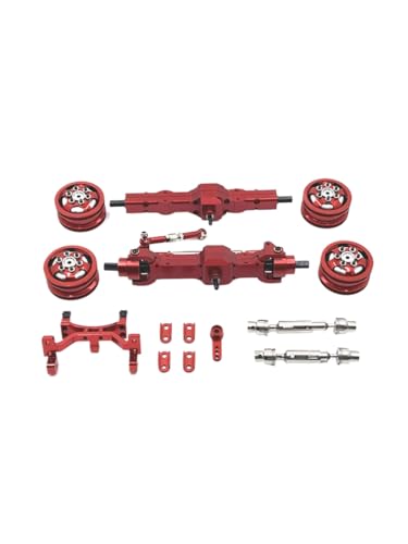 QMLQRGKF 1/10 C74 Fernbedienungsauto -Upgrade Teile Metallachse Lenkung Zahnrad Rad Hub Antriebswelle kompatibles Zubehör(Red) von QMLQRGKF