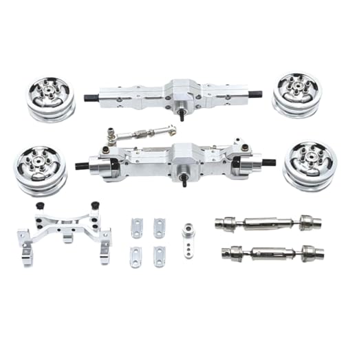 QMLQRGKF 1/10 C74 Fernbedienungsauto -Upgrade Teile Metallachse Lenkung Zahnrad Rad Hub Antriebswelle kompatibles Zubehör(Silver) von QMLQRGKF