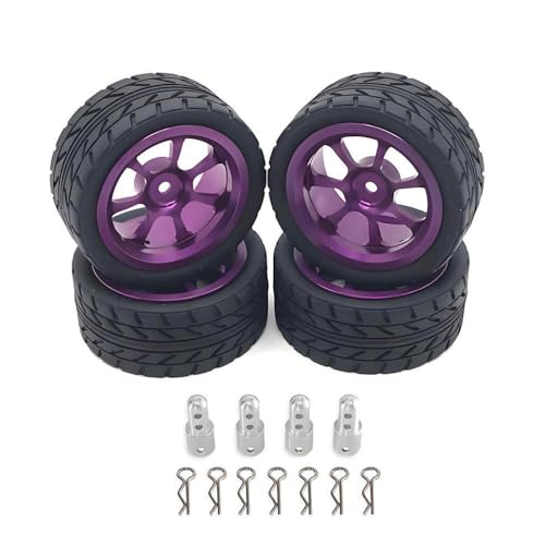 QMLQRGKF 1/14 CNC -Metallräder und Reifen Kompatibel mit Rallyefahrzeuge 14302 14301 Festigkeit Metallrad Set(Purple) von QMLQRGKF